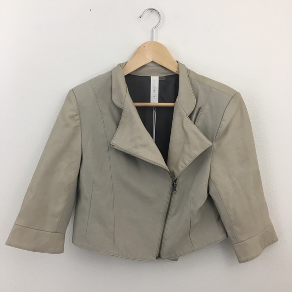 Moto Style Cropped Jacket 3/4 Sleeve - Picture 8 of 11